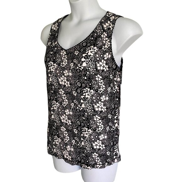 Avenue Black White Cinch Tank Sleeveless Cotton Ribbed Top Size 14/16 NEW NWT - Picture 3 of 8
